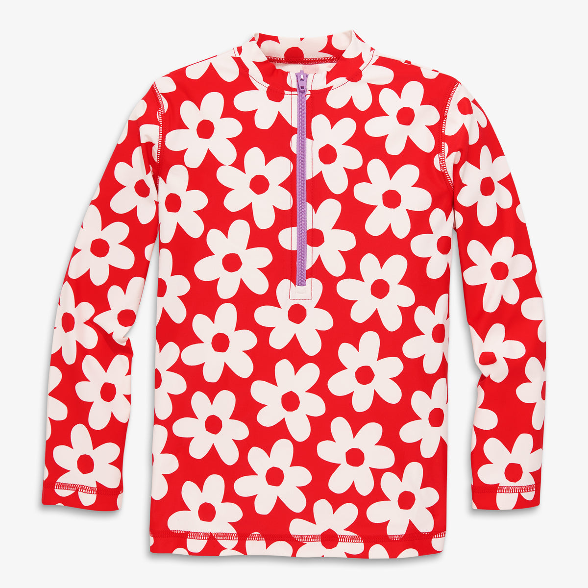 Long sleeve half-zip rash guard in cutout blooms