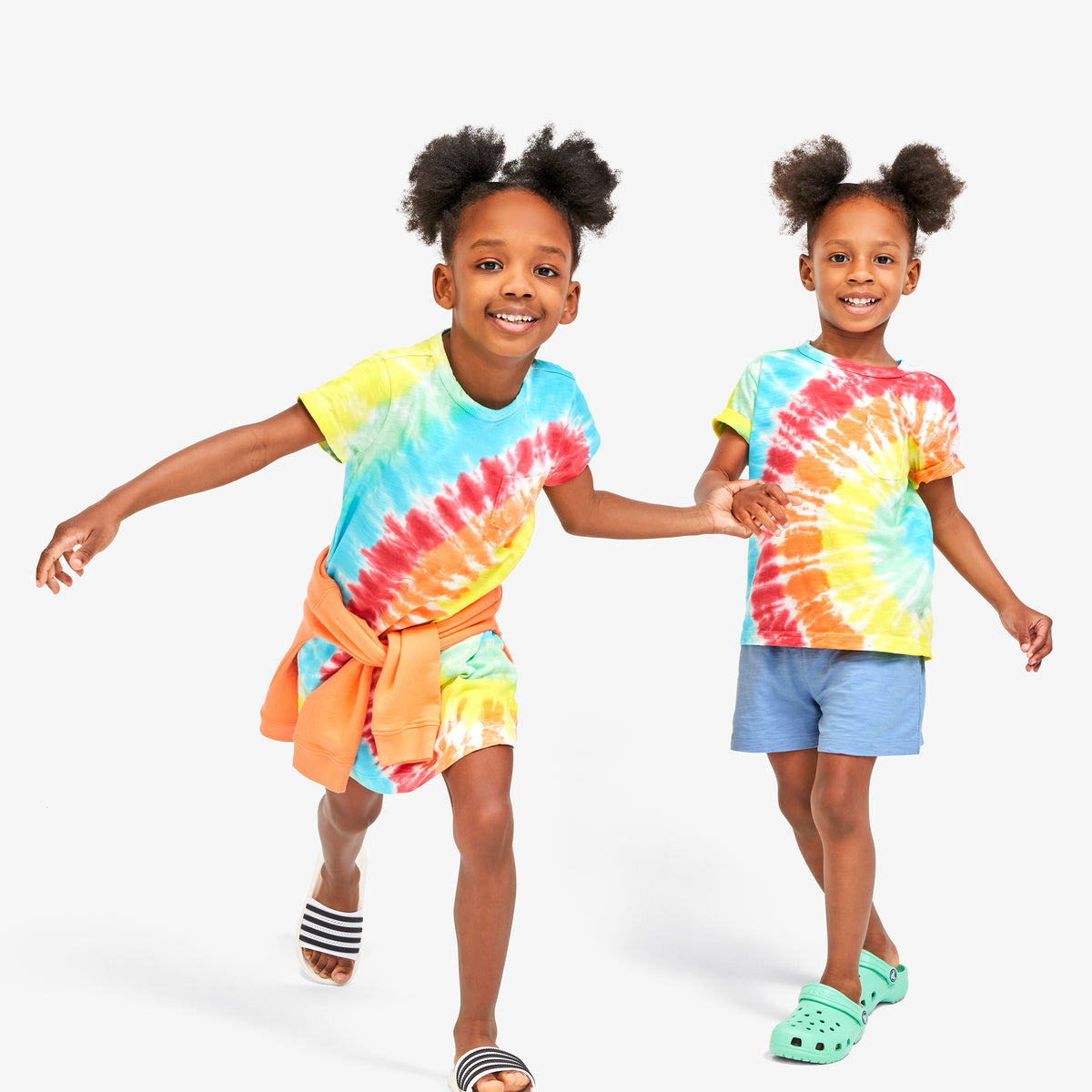 Short Sleeve Kids Tie-Dye T-Shirt Pocket Dress in Sunburst Size 2