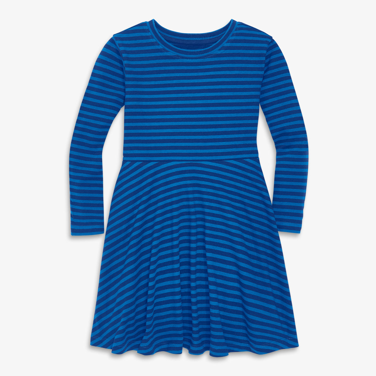 Long sleeve twirly dress in mini stripe | Primary.com