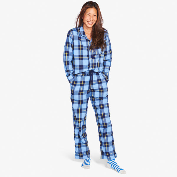 Women's Pajama Set - Blue Plaid, Medium S-24165BLU-M - Uline