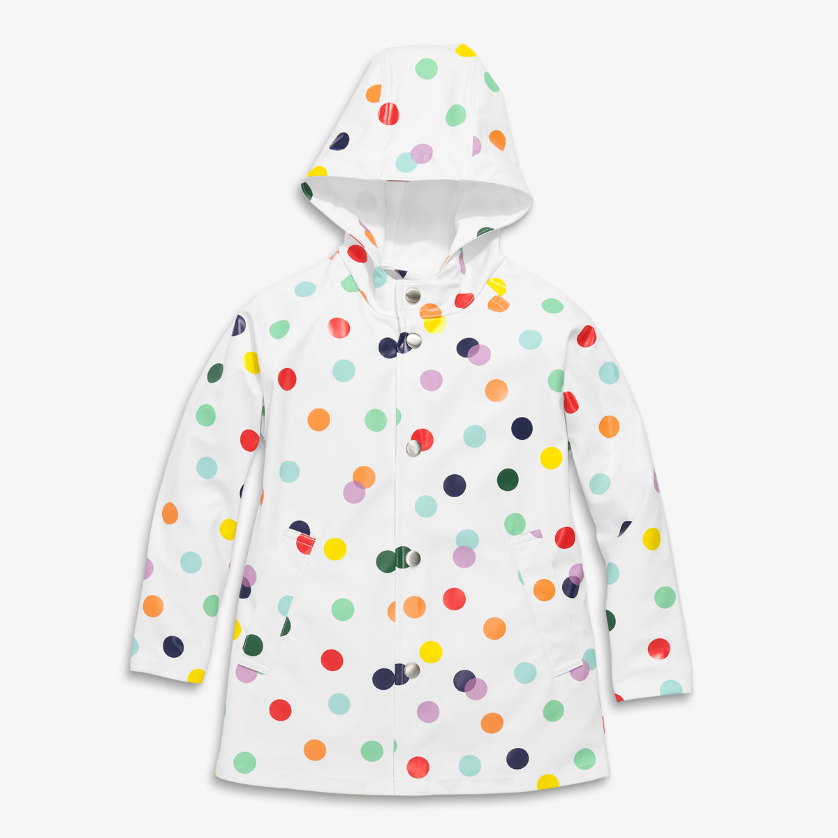 Raincoat in rainbow confetti dot | Primary.com