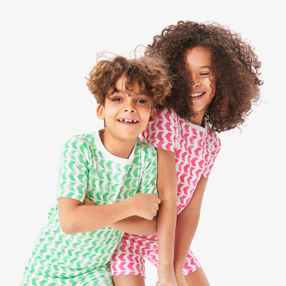 Kids organic short sleeve PJ top in tile | Primary.com